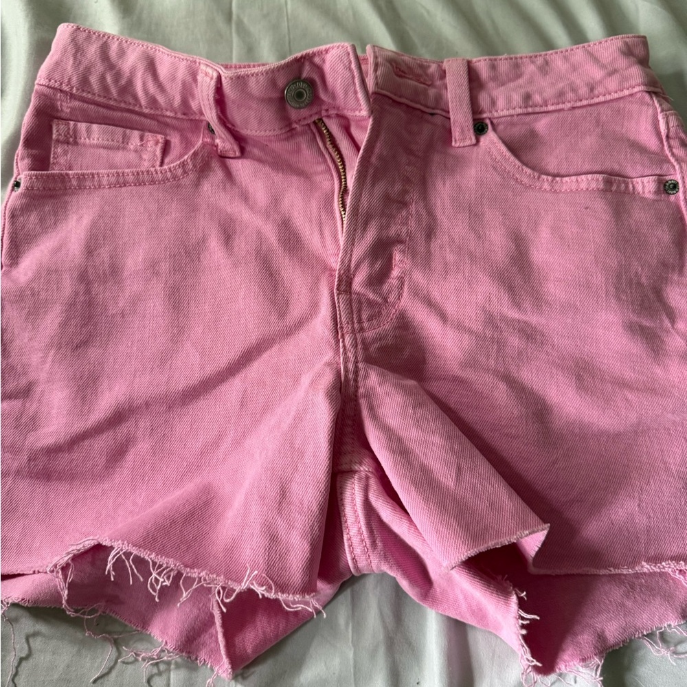 Old Navy Pink Jean Shorts Distressed Hem Summer Style